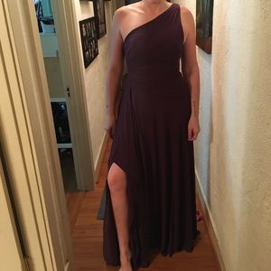 Plum David’s Bridal size 10 one shoulder bridemaid